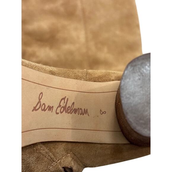 Sam Edelman leather suede Camellia Boots 8M 3.5” high heel round toe tall - Picture 4 of 6